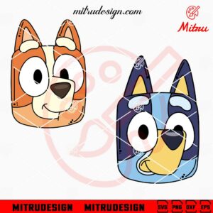 Bluey And Bingo Head SVG, Cute Bluey Face SVG, PNG, DXF, EPS, Cut Files