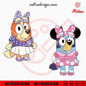 Bluey Bingo Minnie Mouse Bow SVG, Disney Bluey Girl SVG, PNG, DXF, EPS, Downloads