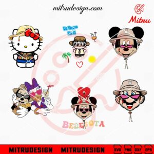 Cartoon Characters Bad Bunny Bucket Hat SVG, Mickey, Minnie, Mario Bad Bunny SVG, Designs