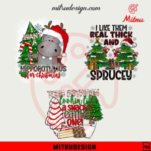 Christmas Quotes Bundle PNG, Hippopotamus Christmas PNG, Snacks Christmas PNG