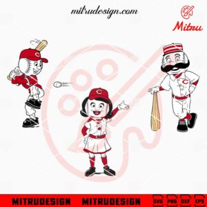 Cincinnati Reds Mascots Bundle SVG, Mr Red SVG, Rosie Reds SVG, Redlegs Baseball SVG