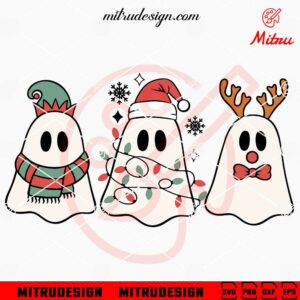 Cute Ghost Christmas SVG, PNG, DXF, EPS, Cutting Files