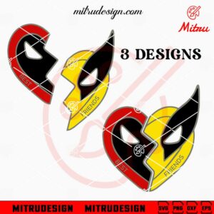 Deadpool Wolverine Best Friends Heart SVG, PNG, DXF, EPS, Vector