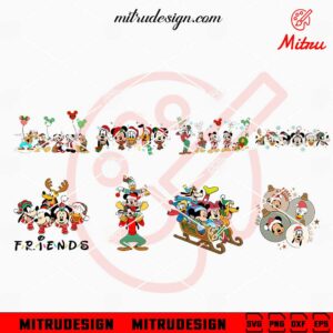 Disney Friends Christmas Bundle SVG, Mickey, Minnie, Donald, Daisy Xmas SVG