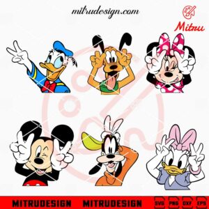 Disney Mickey Friends Peace Sign Hand Bundle SVG, PNG, DXF, EPS, Digital Files