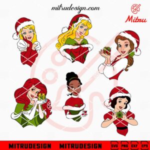 Disney Princess Christmas Bundle SVG, PNG, DXF, EPS, Digital Download