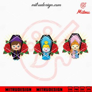 Disney Princess With Coffin SVG, Princess Skull Halloween SVG, PNG, DXF, EPS