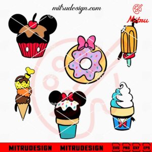 Disney Snacks Bundle SVG, Mickey Food SVG, Family Vacation SVG, PNG, DXF, EPS