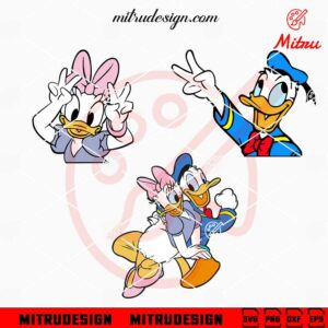 Donald And Daisy Duck SVG, Cute Duck Couple SVG, PNG, DXF, EPS, Cut Files