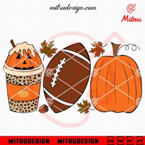 Fall Latte Football Pumpkin SVG, Thanksgiving SVG, Autumn SVG, PNG, DXF, EPS, Files