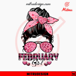 February Girl Messy Bun Hair PNG, Instant Download