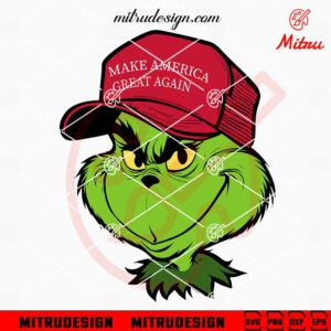 Grinch Make America Great Again Hat SVG, Grinch Trump Christmas SVG, PNG, DXF, EPS