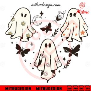 Halloween Heart SVG, Cute Halloween SVG, Spooky Ghost SVG, Cut Files