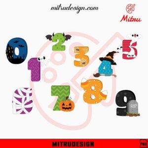 Halloween Numbers PNG, Cute Halloween PNG Designs, For Kids