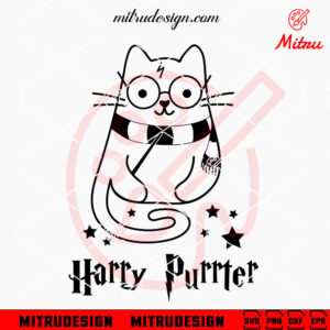 Harry Purrter SVG, Cute Cat Harry Potter SVG, Wizard Cat SVG, PNG, DXF, EPS