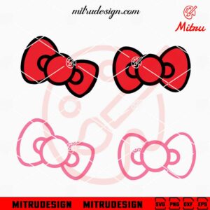 Hello Kitty Bow SVG, Kawaii Kitty White Bow SVG, PNG, DXF, EPS, Cutting Files