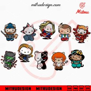 Hello Kitty Custom Movies SVG, Monokuma, Kitty Iron Man SVG, PNG, DXF, EPS