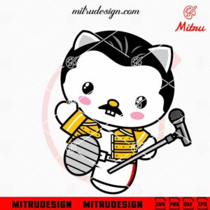 Hello Kitty Freddie Mercury SVG, PNG, DXF, EPS, For Cricut