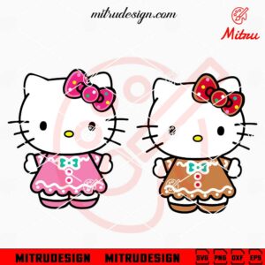 Hello Kitty Gingerbread Christmas SVG, PNG, DXF, EPS, Digital Downloads