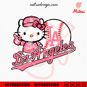 Pink Hello Kitty Los Angeles Dodgers Baseball SVG, Cute Dodgers SVG, For Girls