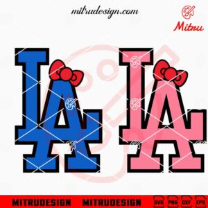 LA Dodgers Hello Kitty Bow SVG, Cute Kitty Dodgers Logo SVG, PNG, DXF, EPS, For Girls