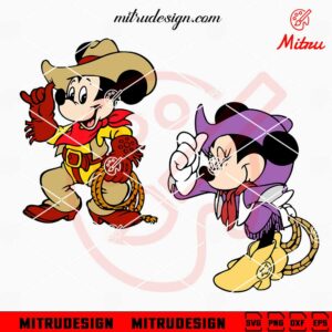 Mickey And Minnie Cowboy SVG, Cute Cowboy Cartoon SVG, PNG, DXF, EPS, Designs