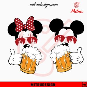 Mickey And Minnie Drink Beer PNG, Disney Drinking PNG, Instant Download