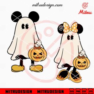 Mickey And Minnie Ghost SVG, Cute Mickey Halloween SVG, PNG, DXF, EPS