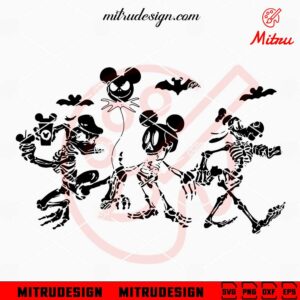 Mickey Donald Goofy Skeleton SVG, Mickey Friends Halloween SVG, PNG, DXF, EPS