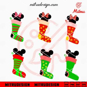 Mickey Minnie Ears Christmas Stockings SVG, PNG, DXF, EPS, Cricut