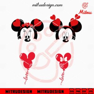 Mickey Minnie Love SVG, Cute Couple SVG, Valentine's Day SVG, PNG, DXF, EPS