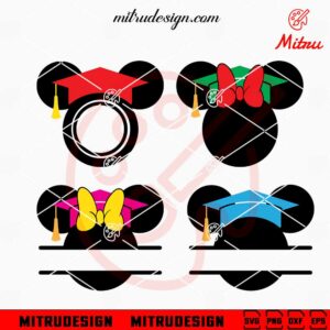 Mickey Minnie Mouse Head Graduation Cap SVG, PNG, DXF, EPS, Files