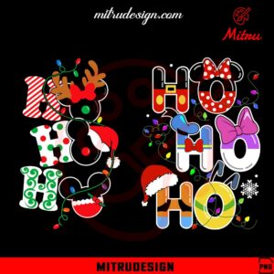 Mickey Mouse Ears Ho Ho Ho Christmas PNG, Digital Download