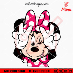 Minnie Peace Sign Hand SVG, Cute Minnie Mouse SVG, PNG, DXF, EPS, Vector