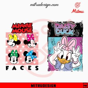 Minnie Mouse Faces PNG, Daisy Duck PNG, Disney Girl PNG, Digital Downloads