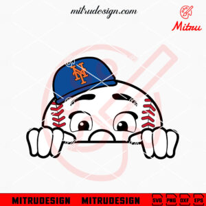 New York Mets Mascot Peeking SVG, Funny Mr Met Peeking SVG, For Car Decals