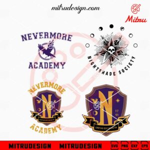 Nevermore Academy Wednesday Bundle SVG, PNG, DXF, EPS, Cutting Files