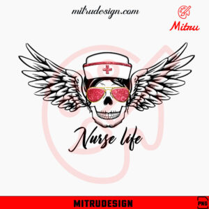 Messy Bun Skull Nurse Life PNG, Nursing PNG, Clipart