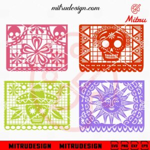 Papel Picado Template Bundle SVG, Mexican SVG, PNG, Digital Download