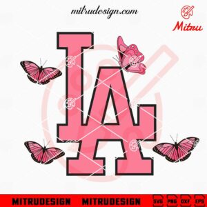 Pink Los Angeles Dodgers Butterfly SVG, LA Butterflies SVG, PNG, DXF, EPS, Cricut