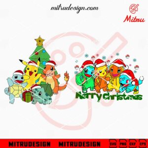  Pokemon Friends Christmas SVG, PNG, DXF, EPS, Digital Download