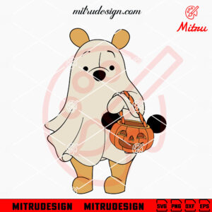 Pooh Bear Ghost SVG, Cute Pooh Halloween SVG, PNG, DXF, EPS, Cricut