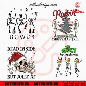Skeleton Christmas Bundle SVG, Dead Inside But Christmas SVG, Funny Skull Xmas SVG