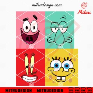 SpongeBob SquarePants Face Bundle SVG, Patrick Star, Squilliam Fancyson SVG