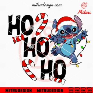 Stitch Ho Ho Ho SVG, Disney Christmas Stitch SVG, PNG, DXF, EPS, Designs