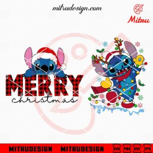 Stitch Merry Christmas SVG, PNG, DXF, EPS, Digital Download