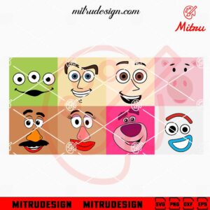 Toy Story Characters Face SVG, Woody, Buzz Lightyear, Mr Potato Head Face SVG, Shirt Files