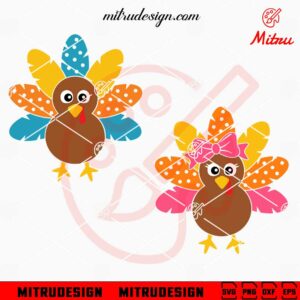 Turkey SVG, Boy And Girl Turkey Thanksgiving SVG, PNG, DXF, EPS, Vector