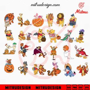 Winnie The Pooh Friends Halloween Bundle SVG, PNG, DXF, EPS, Cut Files