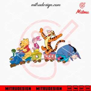 Winnie The Pooh Friends On Train SVG, Cute Pooh Bear SVG, PNG, DXF, EPS, Instant Download